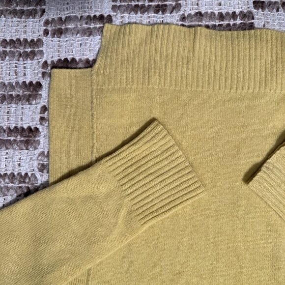 Anthropologie White Warren Cashmere V Neck Sweater Size S Yellow Tunic Luxury - Picture 7 of 8